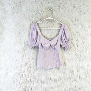 Nine West Women's Off Shoulder Puff Sleeve Blouse Purple Size S